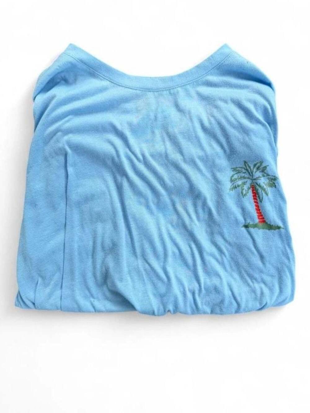 Blue Palm Tree Graphic T-Shirt Men’s Size Medium Casual Tee